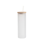 Load image into Gallery viewer, Pearl Coating™ 20oz Sublimation Frosted Glass Skinny Tumbler with Straw &amp; Bamboo Lid - Pack of 6
