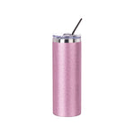 Load image into Gallery viewer, Pearl Coating™ 20oz/600ml Sublimation Glitter Stainless Steel Silver Skinny Tumbler with Straw &amp; Lid - Pack of 5
