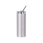 Load image into Gallery viewer, Pearl Coating™ 20oz/600ml Sublimation Glitter Stainless Steel Silver Skinny Tumbler with Straw &amp; Lid - Pack of 5
