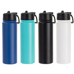 Load image into Gallery viewer, Engraving 22oz/650ml Powder Coated SS Flask w/ Wide Mouth Straw Lid &amp; Rotating Handle - Pack of 5
