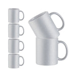 Load image into Gallery viewer, 6-Pack 11oz Silver Glitter Sublimation Mugs
