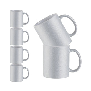 6-Pack 11oz Silver Glitter Sublimation Mugs