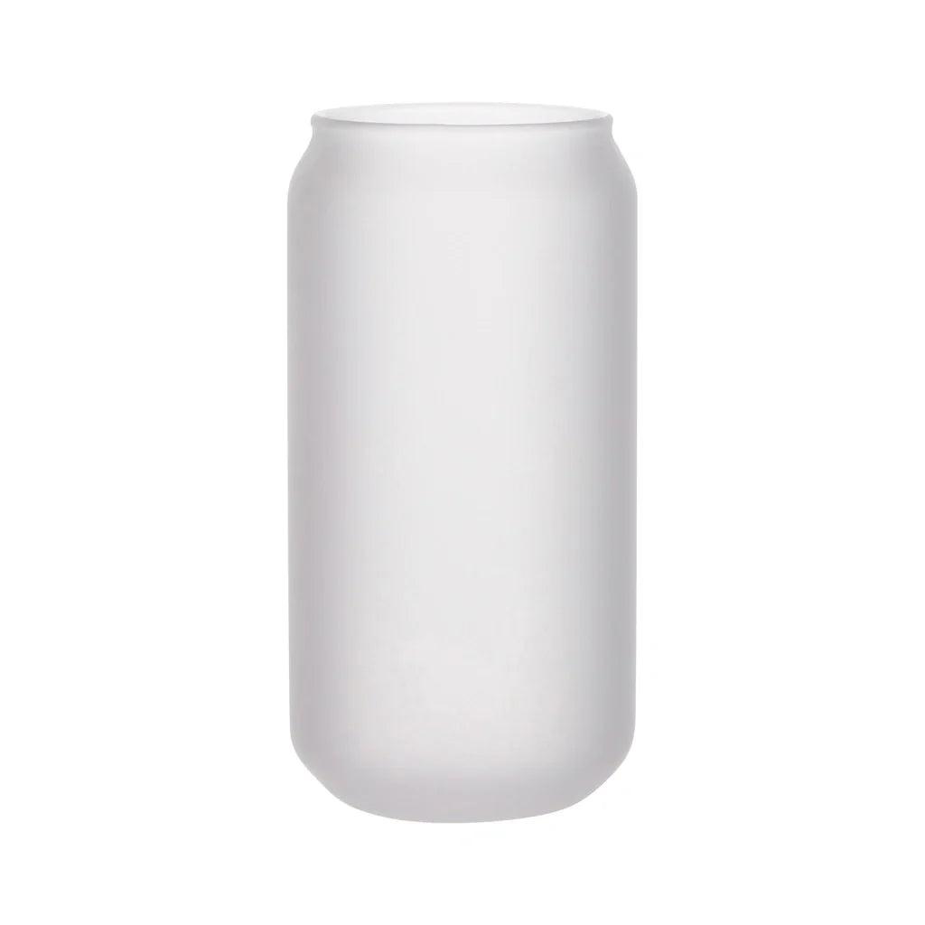 6 Pack Sublimation Can-Shaped Frosted Glasses with Bamboo Lids and Straws