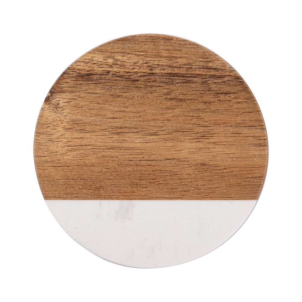 Craft Express 4 Pack Engravable Round Marble Wood Coasters