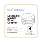 Load image into Gallery viewer, Craft Express 4 Pack Engravable Round Marble Wood Coasters
