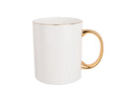 Load image into Gallery viewer, Pearl Coating™ Sublimation 10oz Bone China White Mug with Gold Rim and Handle - Pack of 6

